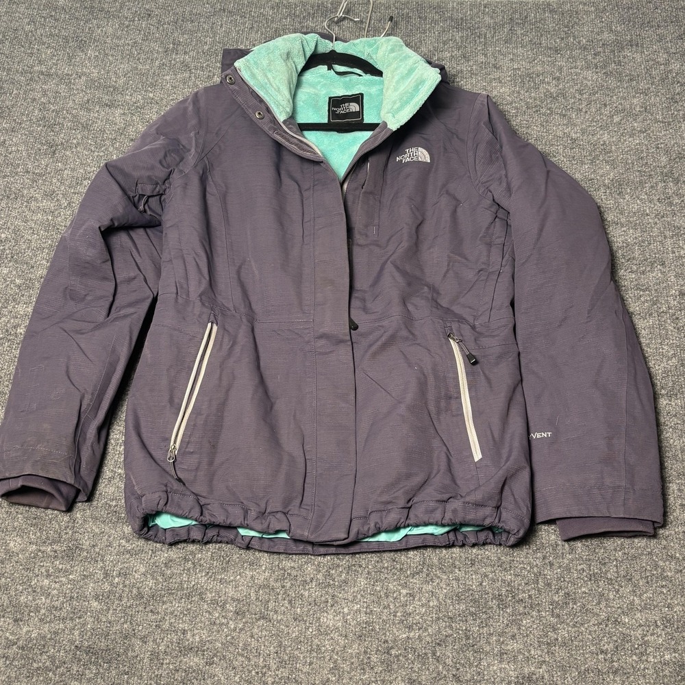 The North Face Jacket Womens Medium Purple HyVent Hooded Fleece Lined Rain Coat